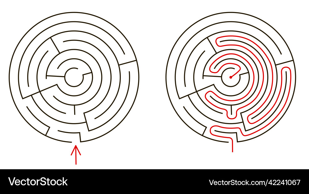 Circular labyrinth difficulty level - easy Vector Image