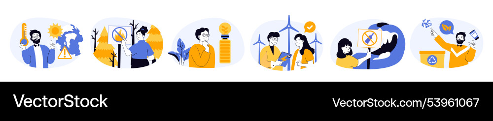 Ecology concept set with characters in flat design Vector Image