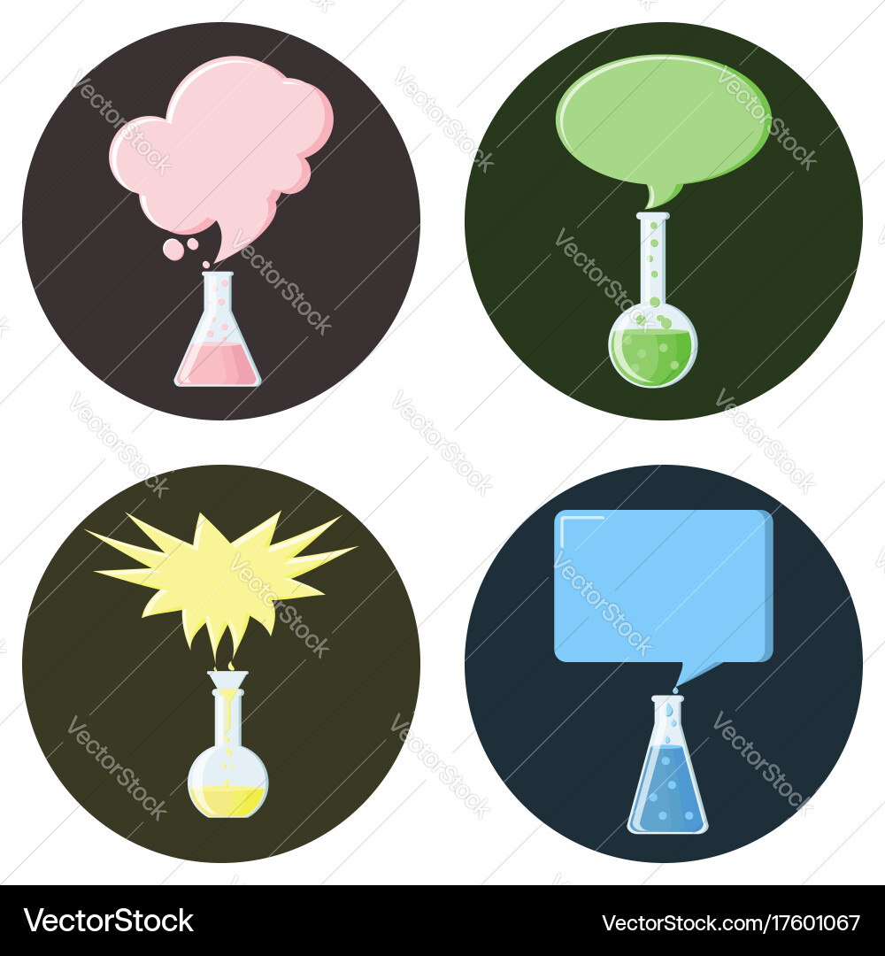 Flasks with speech bubbles set of icons vector image