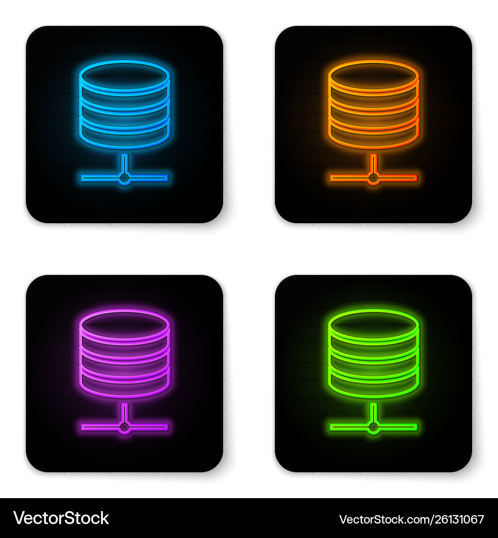 Glowing neon server data web hosting icon Glowing neon server data web hosting icon vector image