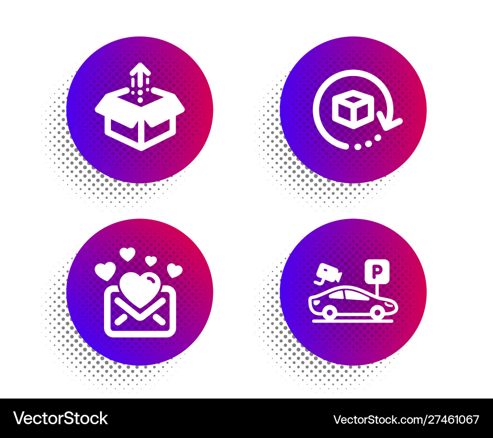 Love mail return package and send box icons set vector image