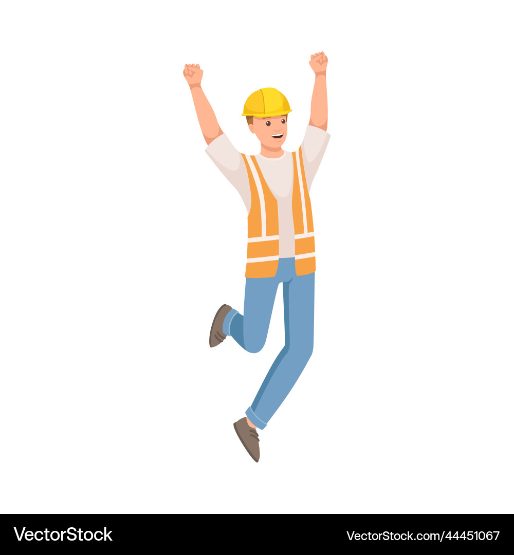 Man builder character in hard hat and warnvest Man builder character in hard hat and warnvest vector image