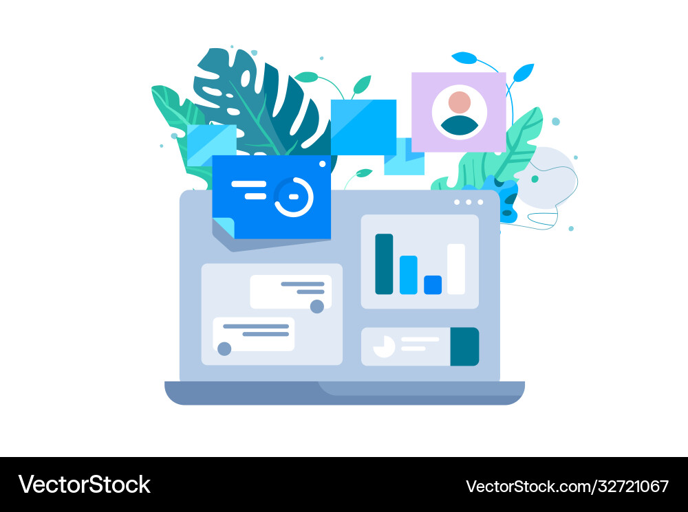 Modern Laptop & Co-working Space Vector Image