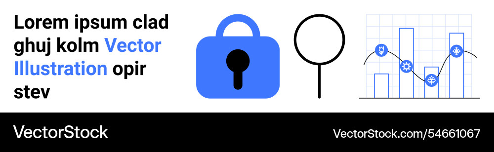Security and data analysis concept with lock Security and data analysis concept with lock vector image