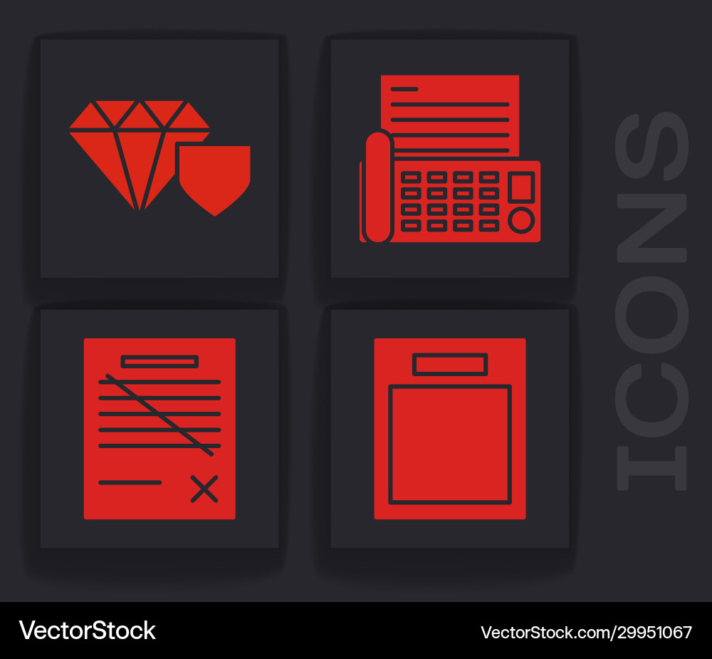Set empty form diamond with shield fax machine Set empty form diamond with shield fax machine Vector Image
