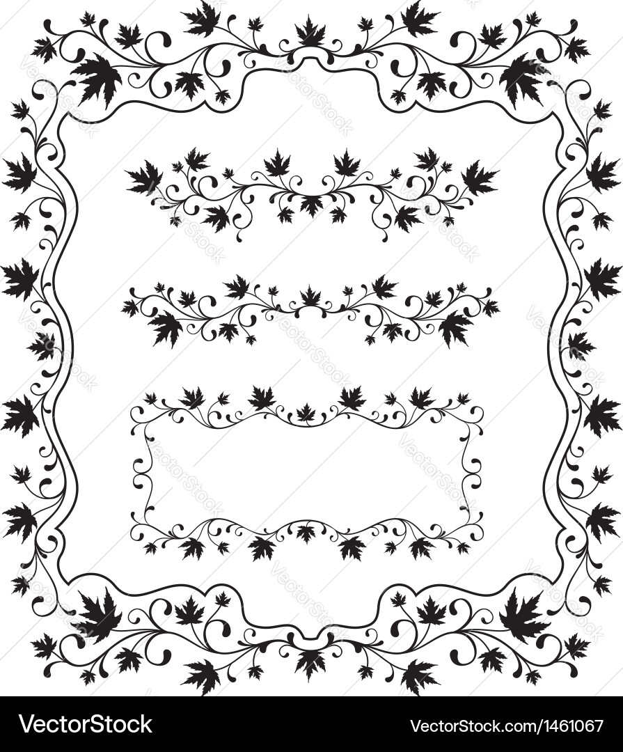 Set of design elements with maple leaves vector image
