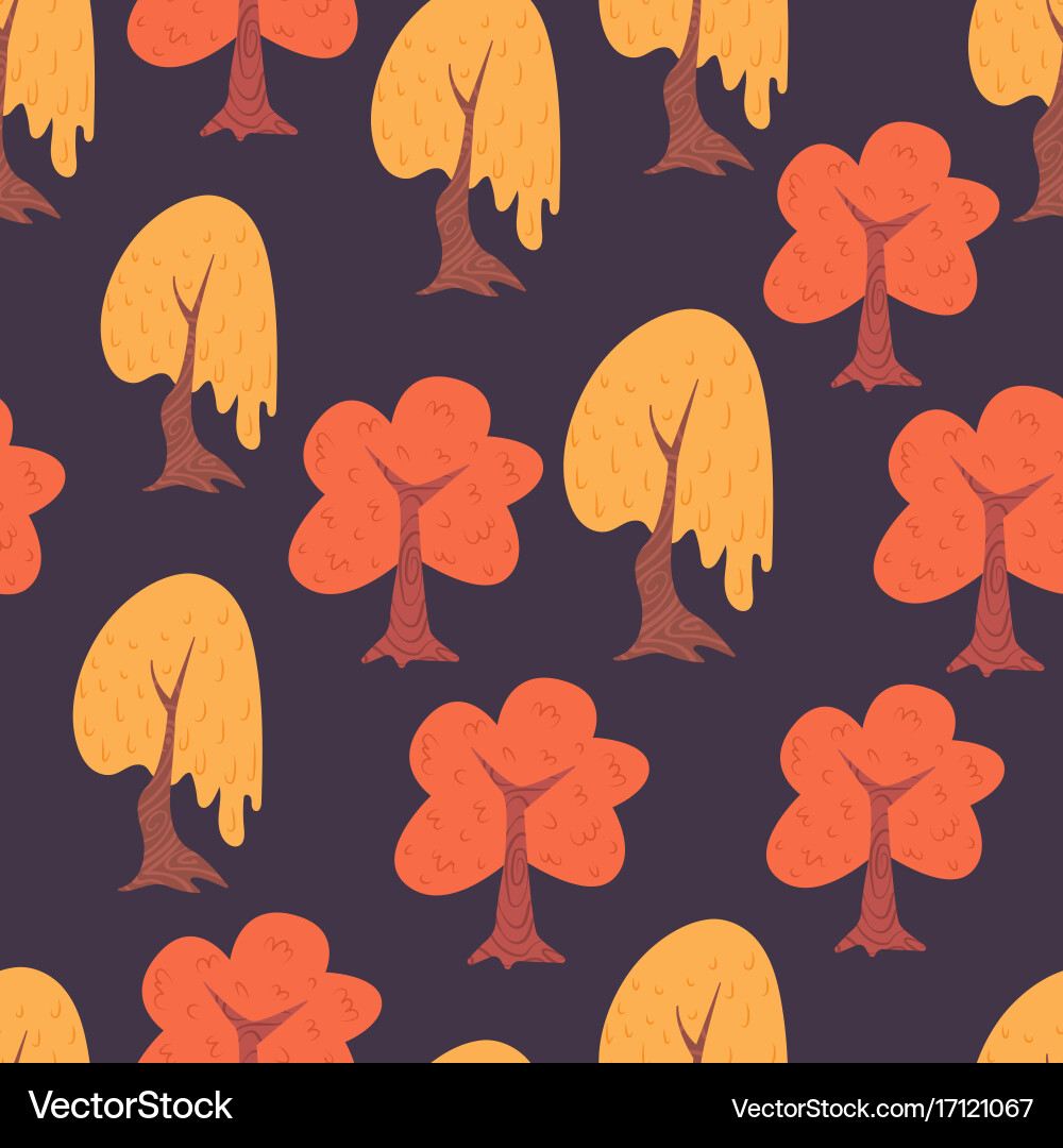 Simple trees seamless pattern vector image