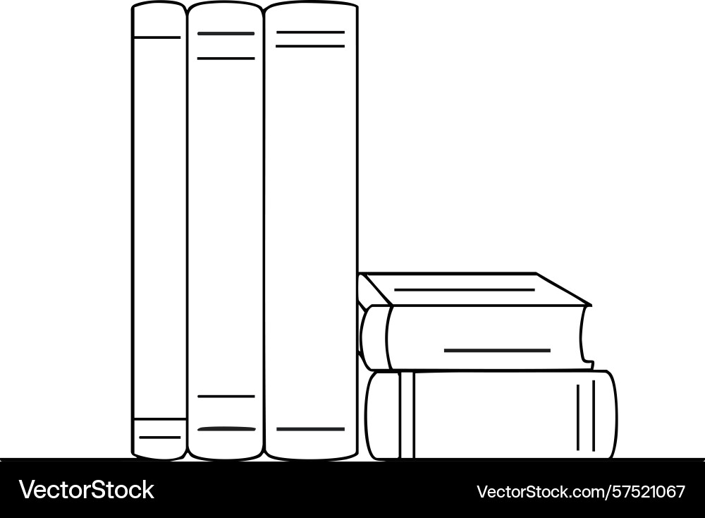 Stack of books outline design with vertical Stack of books outline design with vertical Vector Image