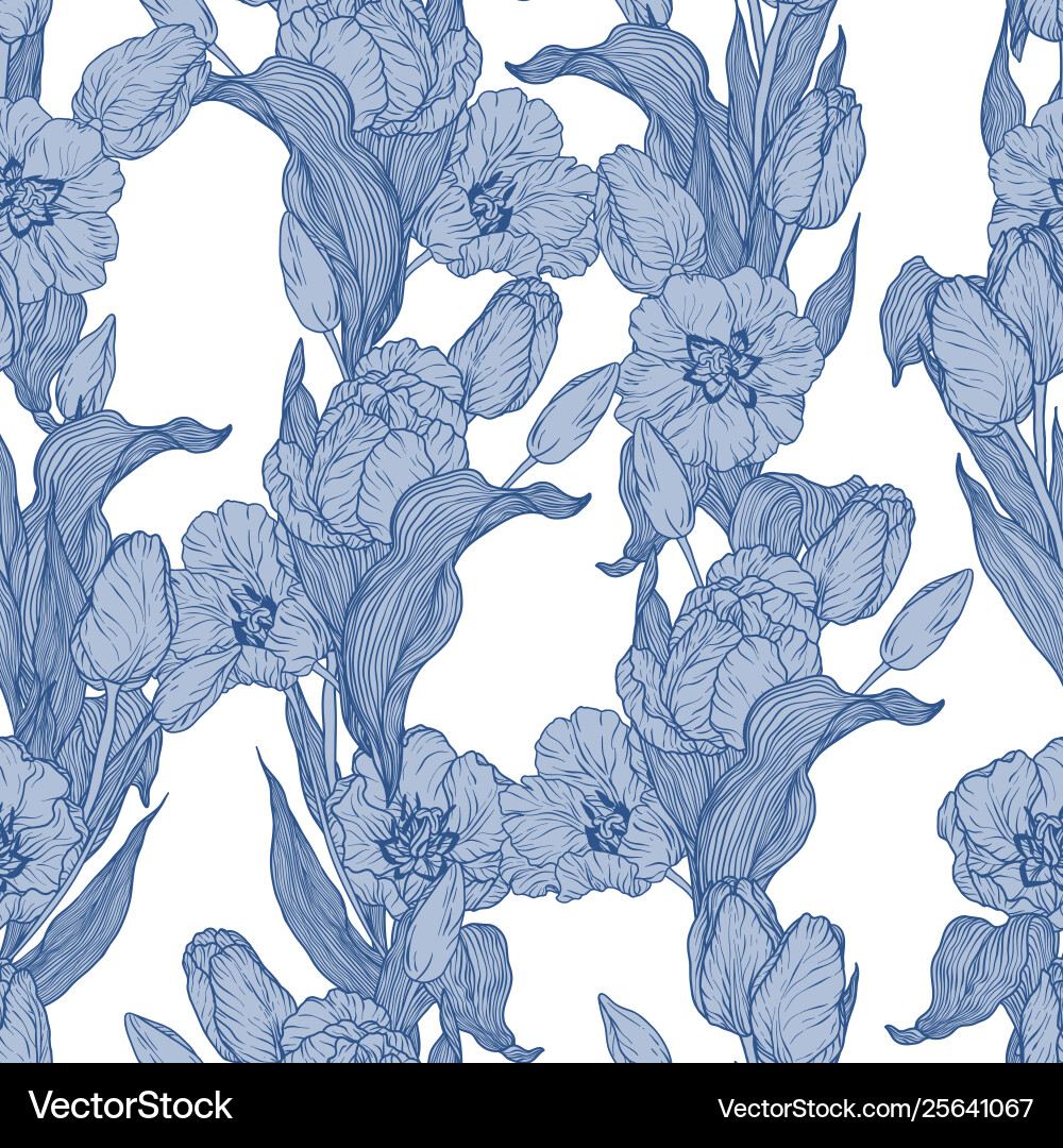 Tulip flower seamless pattern Royalty Free Vector Image