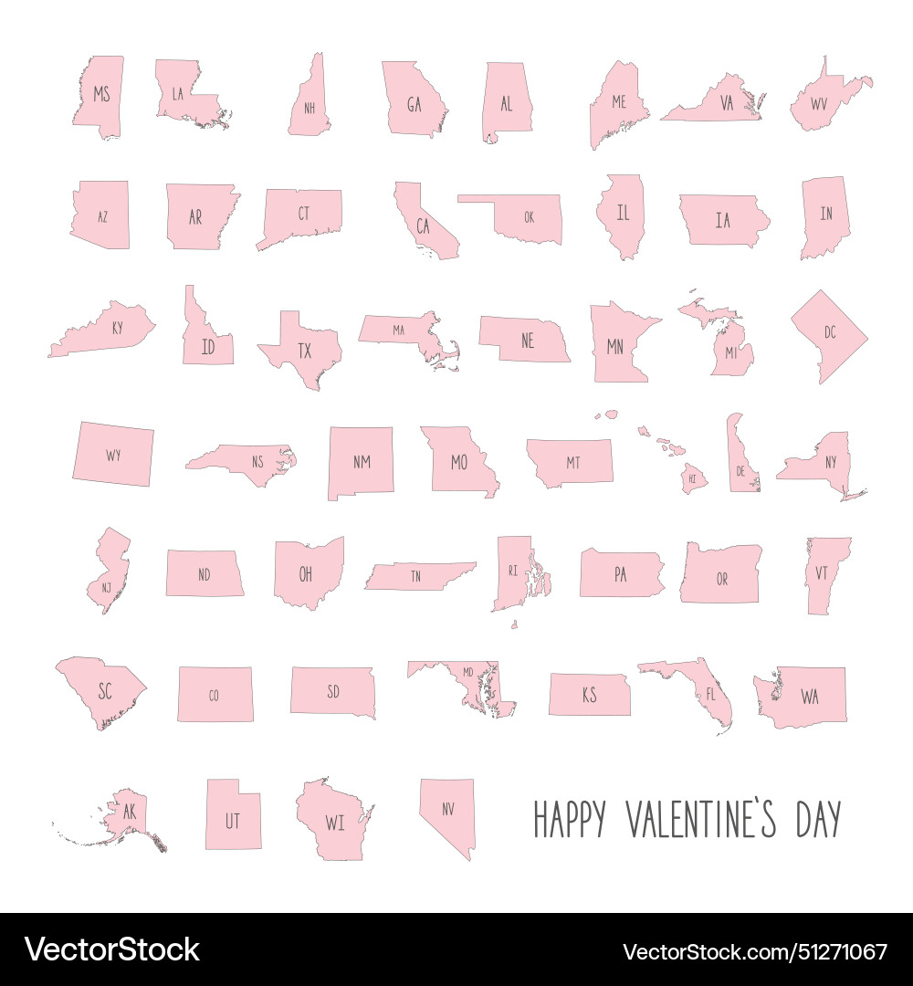 Usa Map Land Area With Postal Abbreviations Vector Image Usa Map Land Area With Postal Abbreviations Vector 51271067