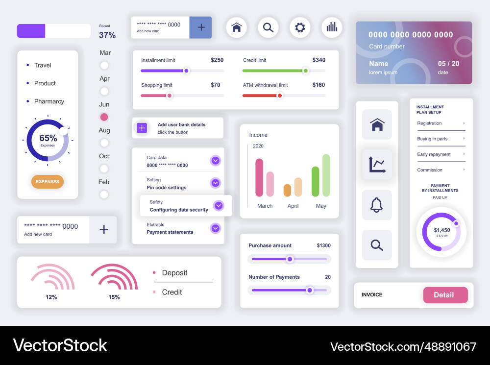 User interface elements set for data analysis User interface elements set for data analysis vector image