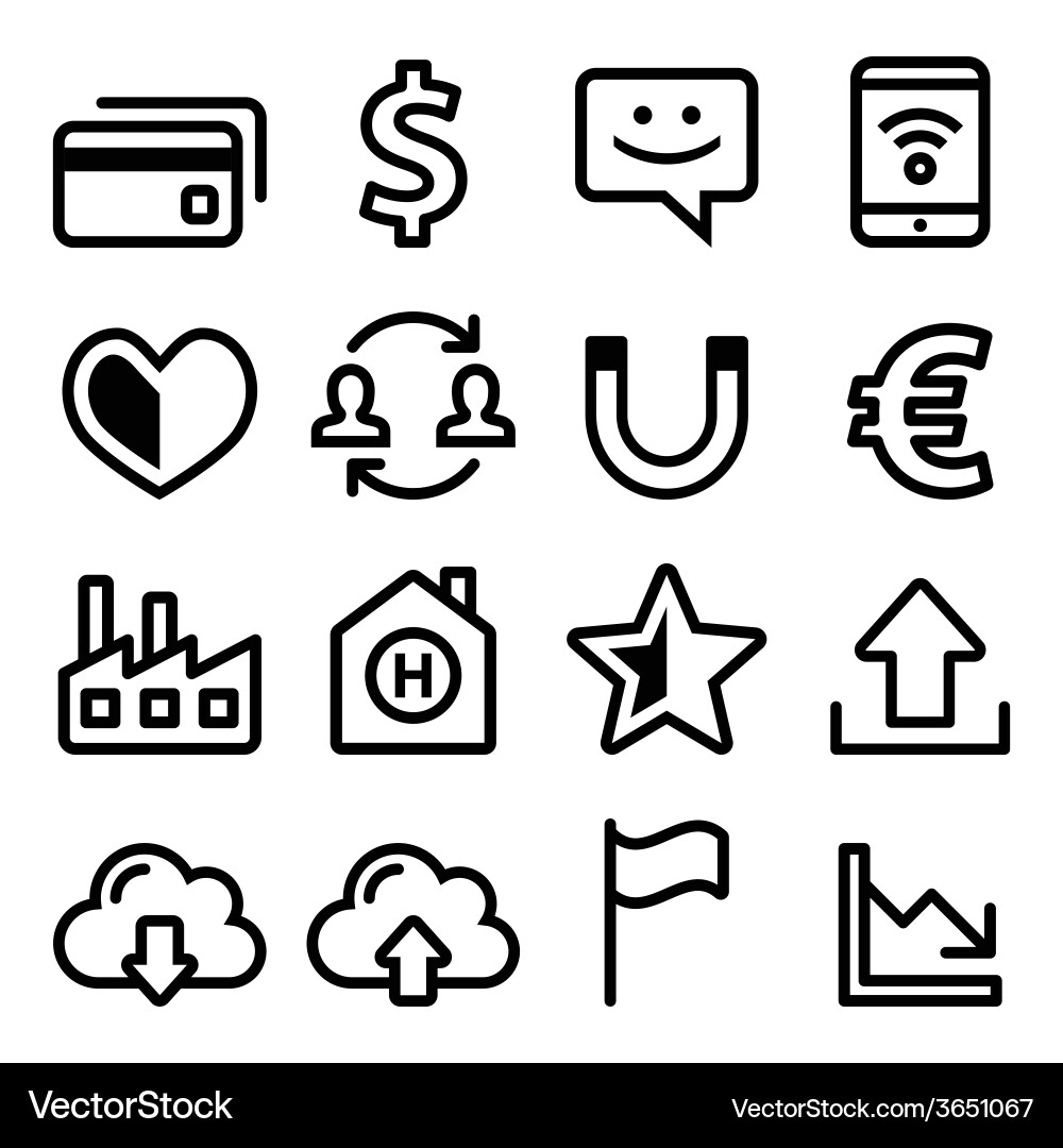 Web page menu navigation line icons set - shopping Vector Image