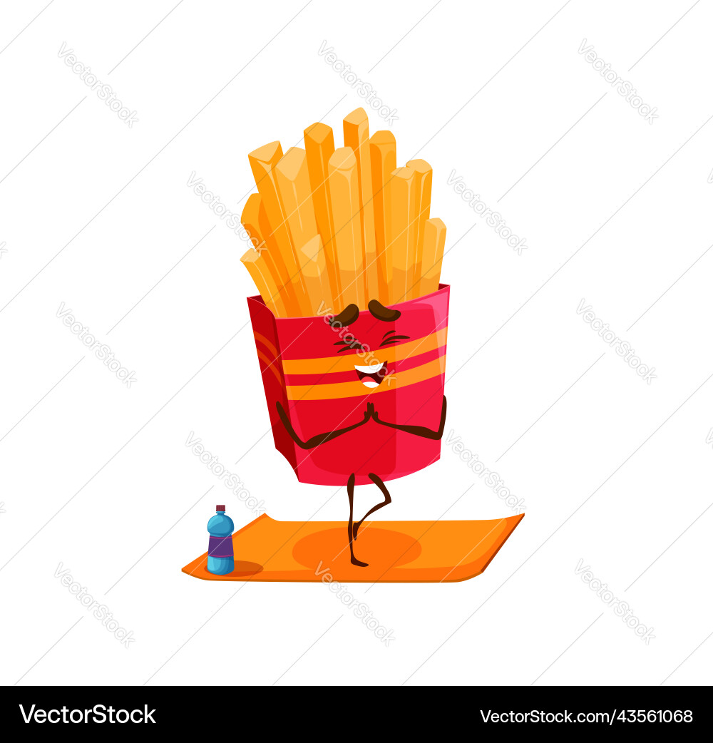 Cartoon Fritten Charakter auf Yoga-Fitness Cartoon Fritten Charakter auf Yoga-Fitness vektorbild