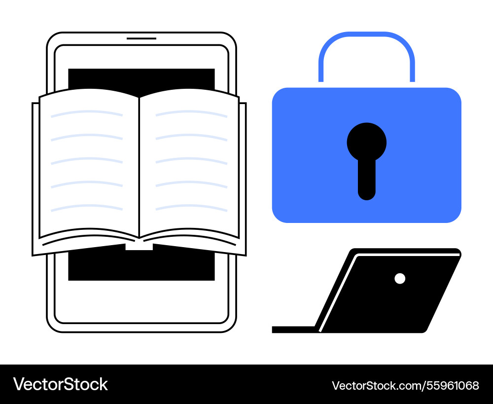 E-book reading online security and digital Vector Image