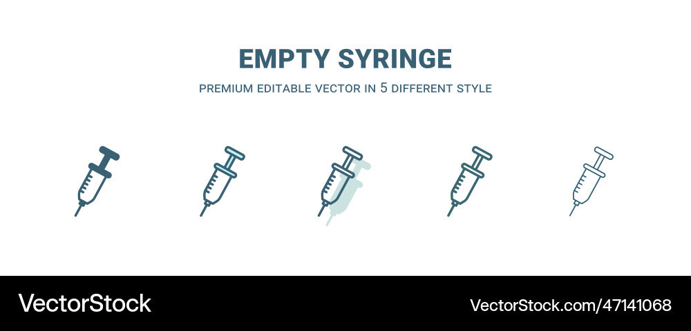 Empty syringe icon in 5 different style outline Vector Image
