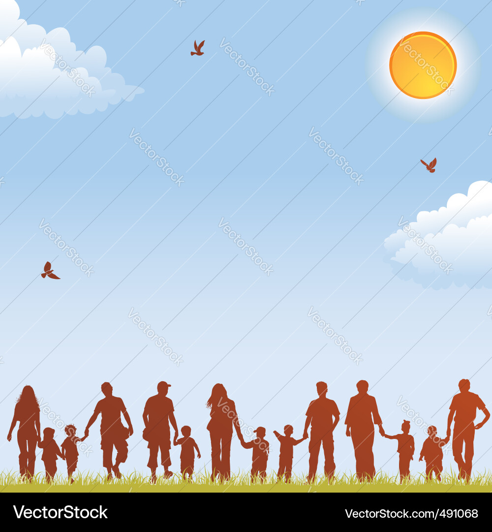 Familien Silhouetten in der Natur vektorbild