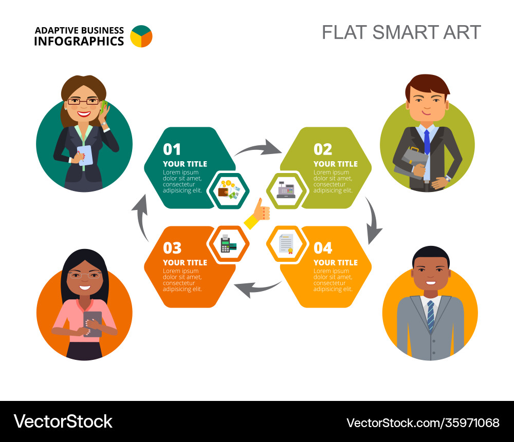 Four options workflow slide template vector image