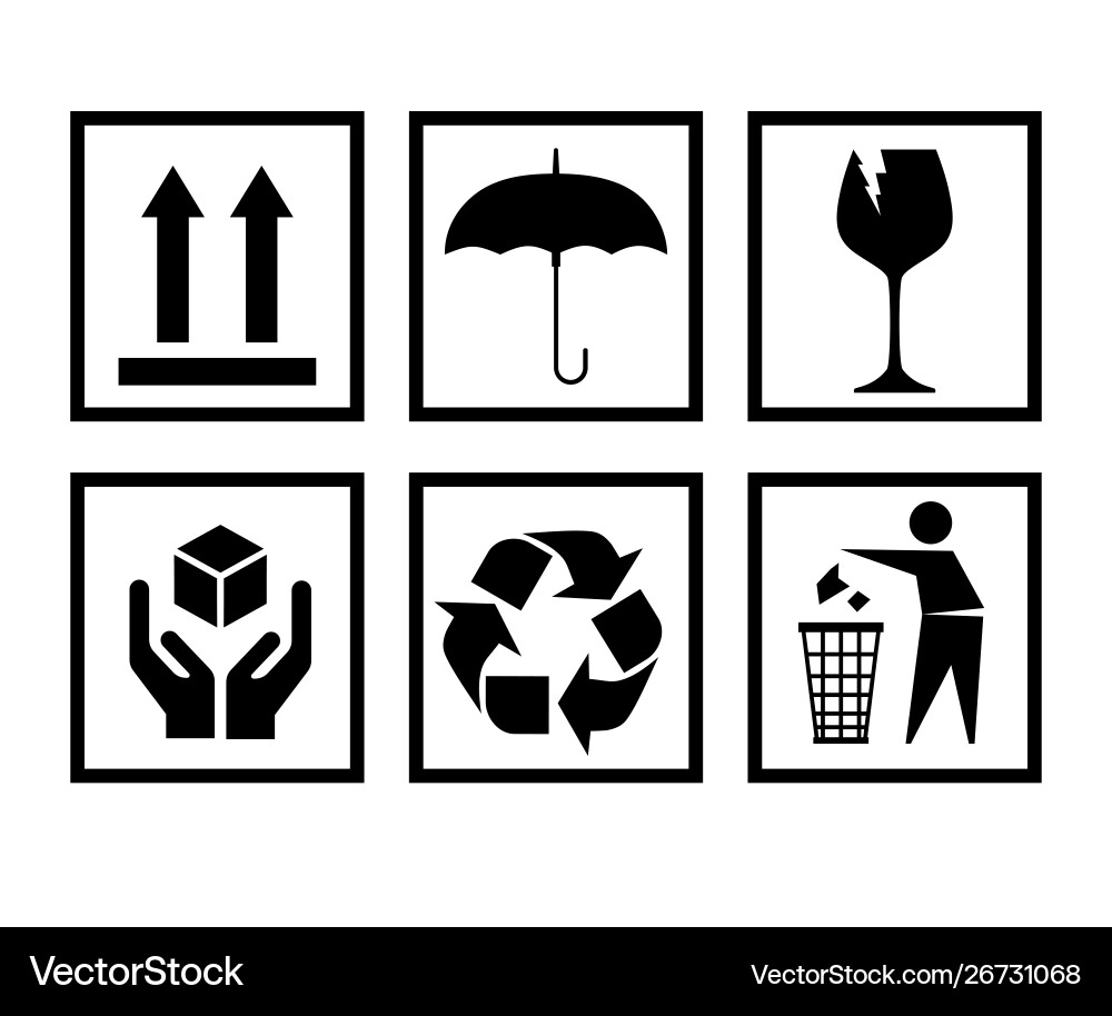 Fragile Handling Packing Icons vector image