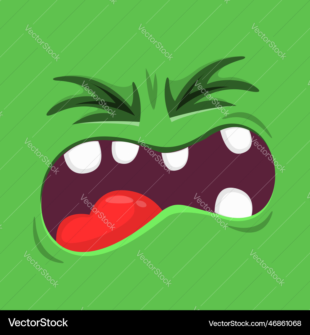 Funny cartoon monster face of cute and happy Funny cartoon monster face of cute and happy vector image