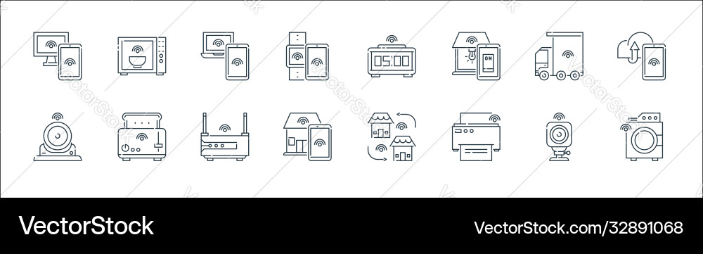 Internet things line icons linear set quality Internet things line icons linear set quality vector image