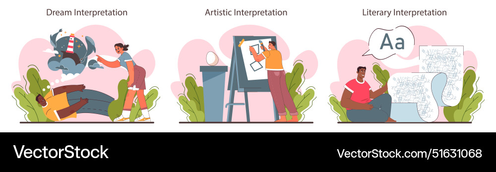 Interpretation set data literacy information Vector Image