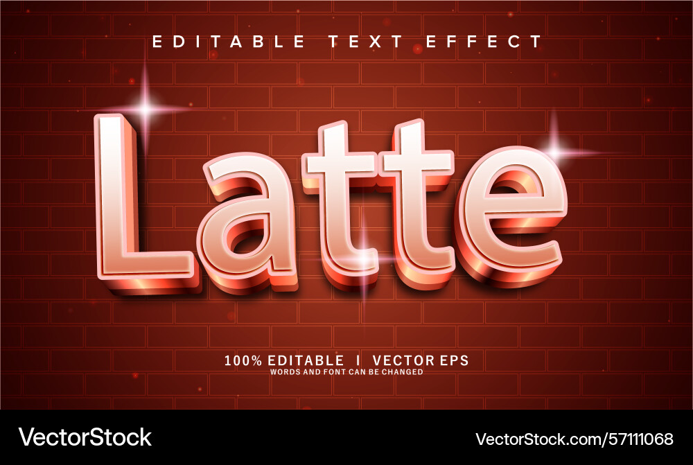 Latte text effect with modern style design Latte text effect with modern style design vector image