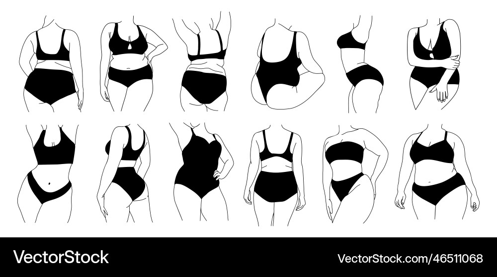Linie Kunst der kurvigen Frauen Linie Kunst der kurvigen Frauen vektorbild