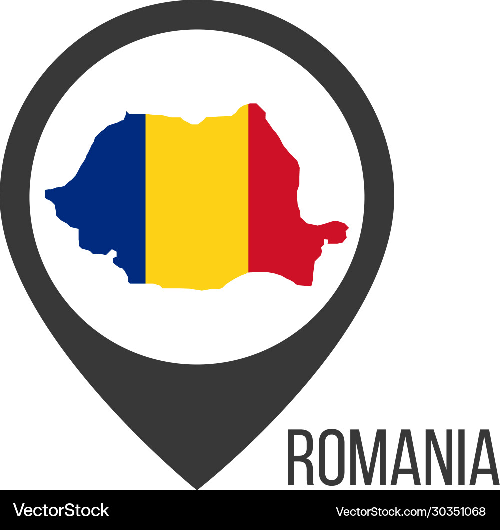 Map pointers with contry romania flag Map pointers with contry romania flag vector image