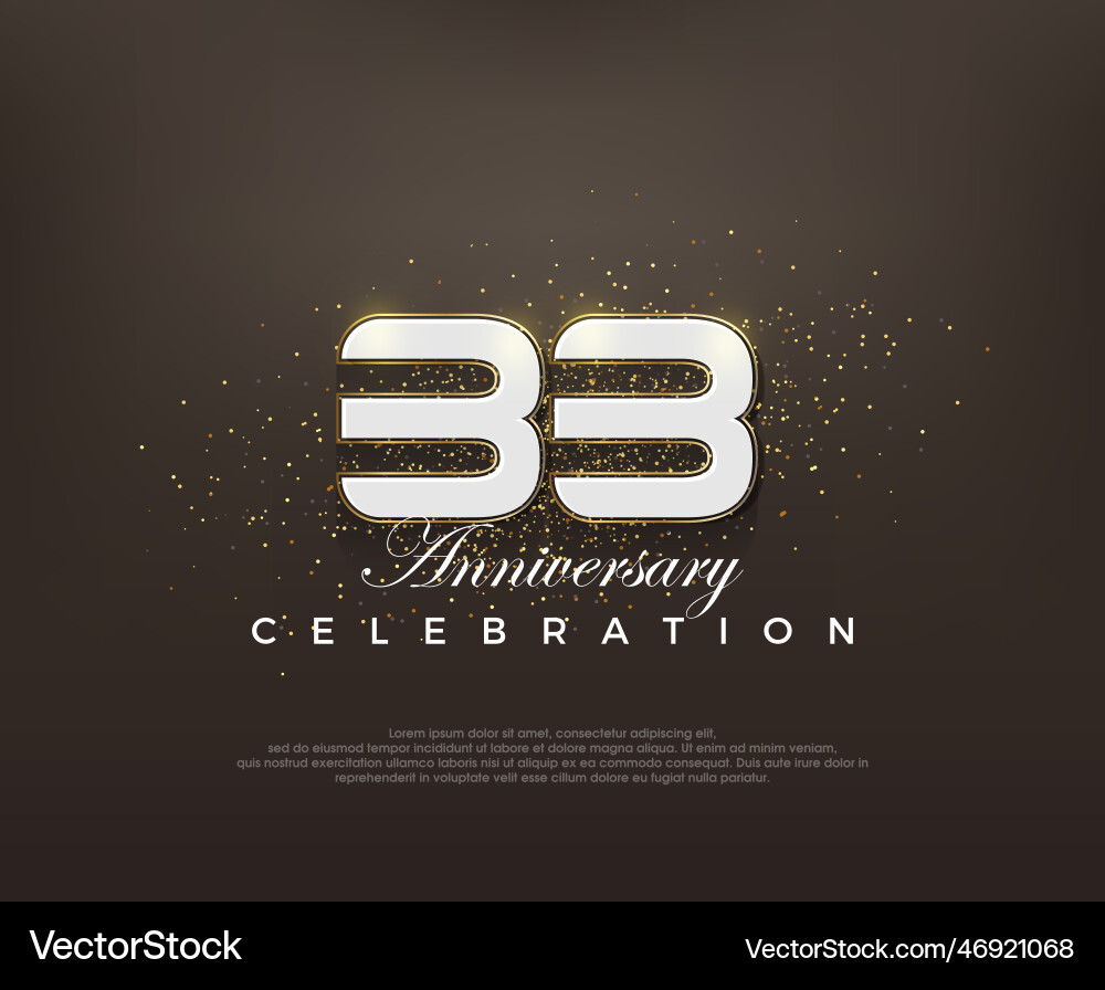 Modern number 33rd elegant anniversary Vector Image