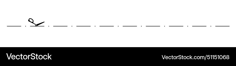 Scissors cutting through dashed line Vector Image
