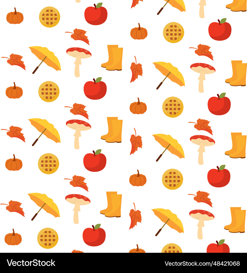 Seamless pattern background with autumn icons Vector Image