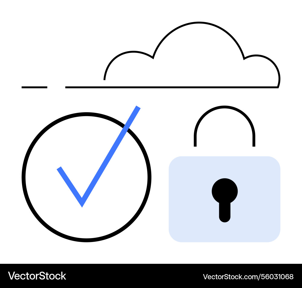 Secure cloud storage with verification checkmark Secure cloud storage with verification checkmark vector image