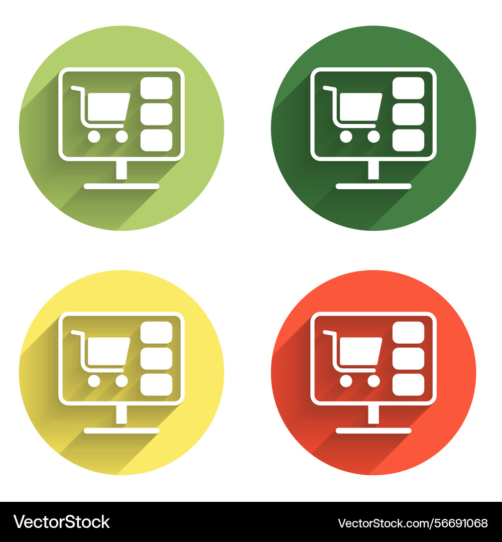 Set shopping cart on screen computer icon Vector Image