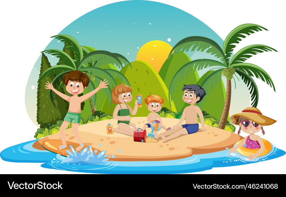 Sommer Kinder am Strand Sommer Kinder am Strand vektorbild