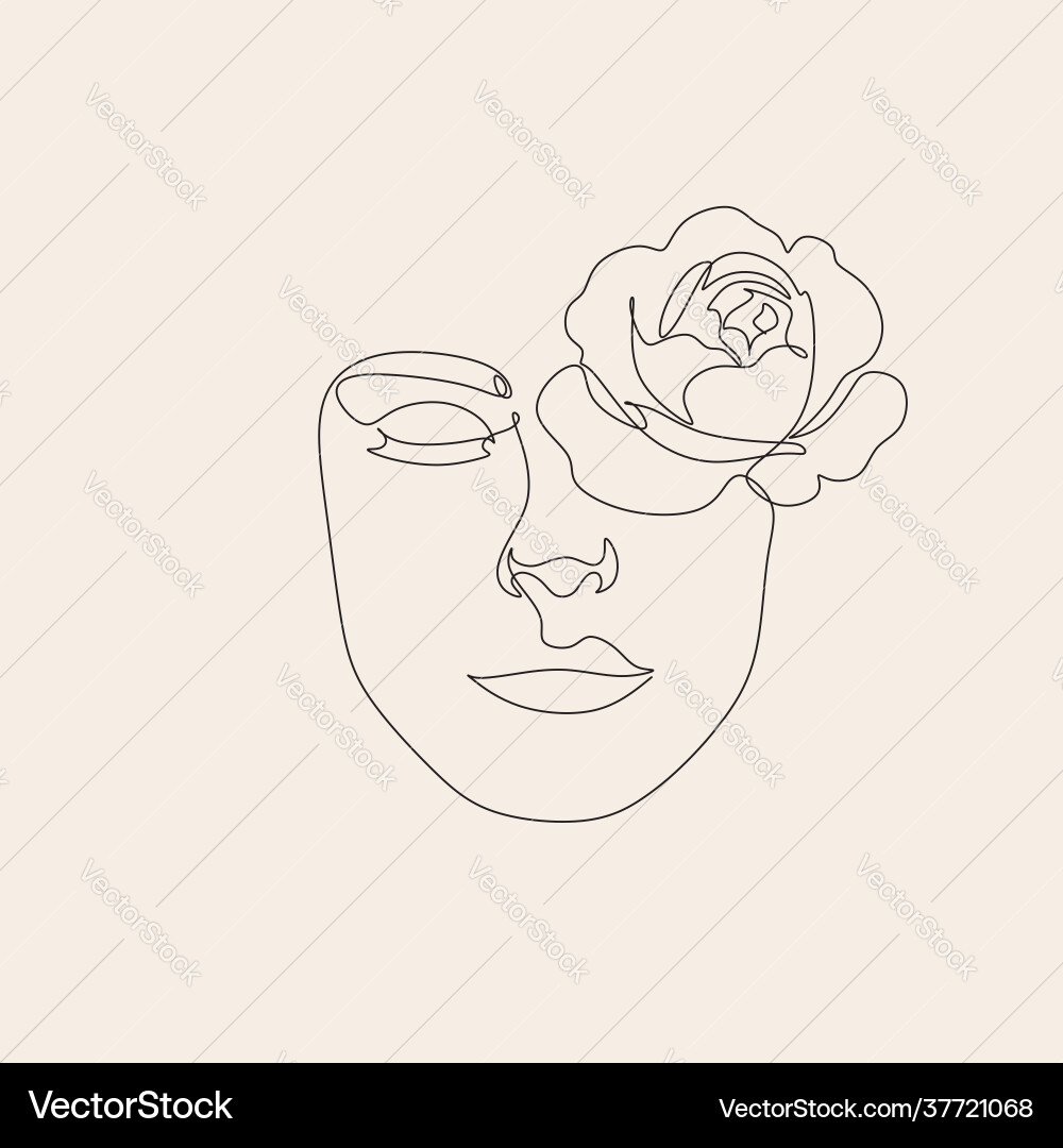 Surreal face continuous line drawing Vector Image