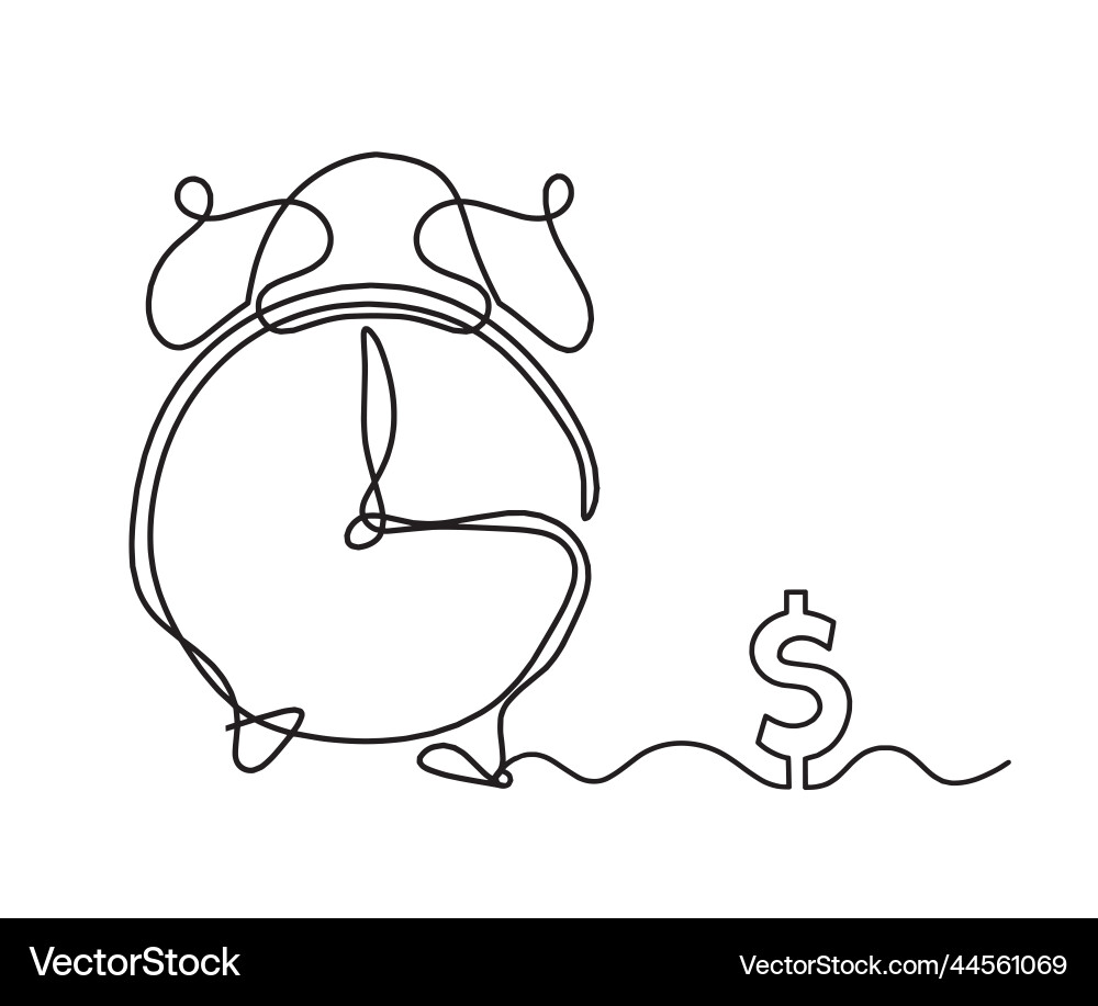 Abstract clock with dollar as line drawing Abstract clock with dollar as line drawing Vector Image