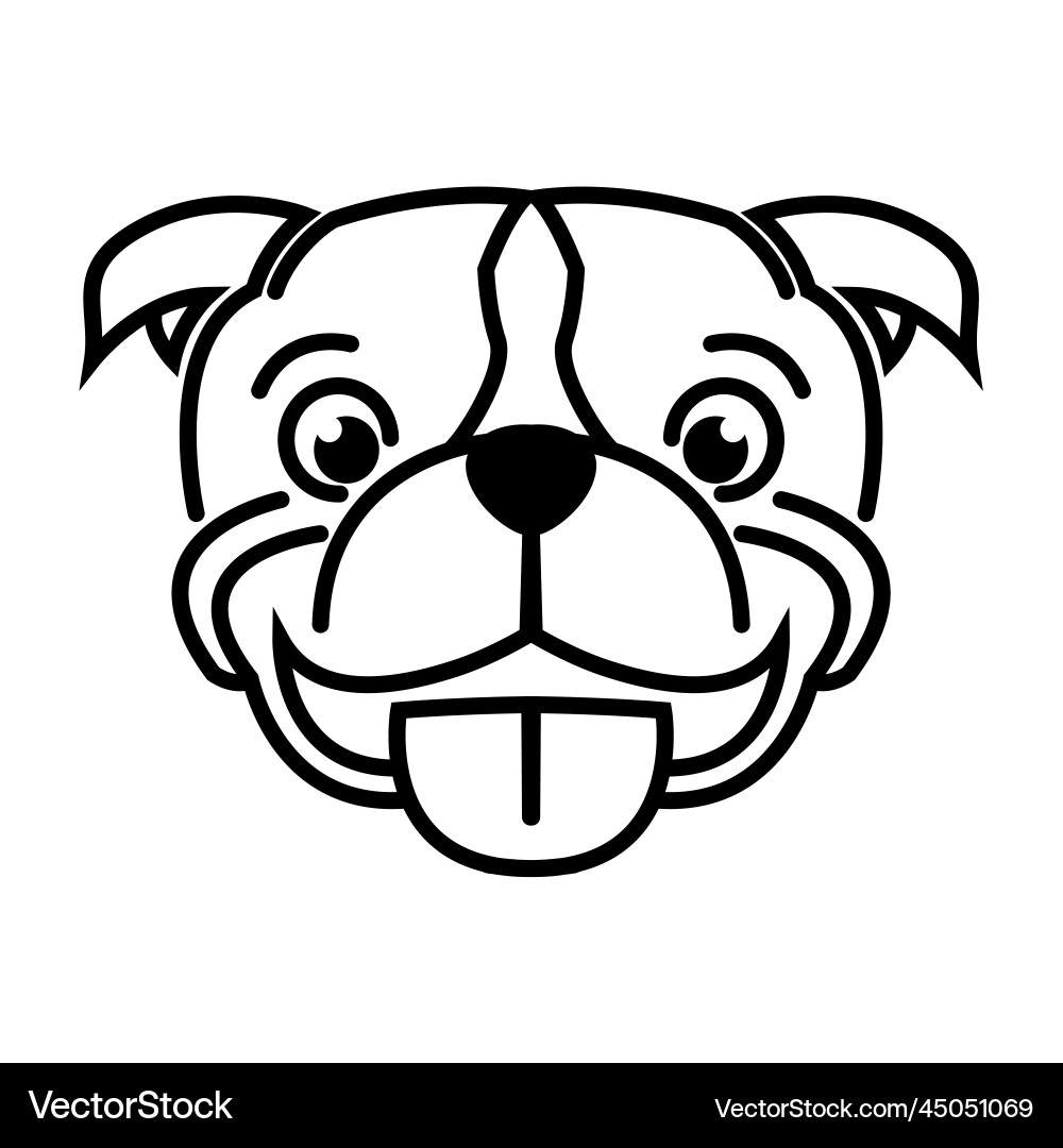 Black and white line art of pitbull dog head good Black and white line art of pitbull dog head good vector image