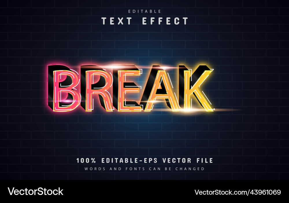 Break text effect with gradient Break text effect with gradient vector image