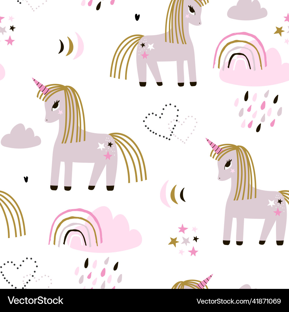 Charming Unicorn Pattern vector image