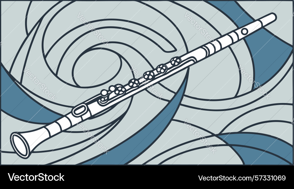Clarinet with abstract wave patterns fluid vector image