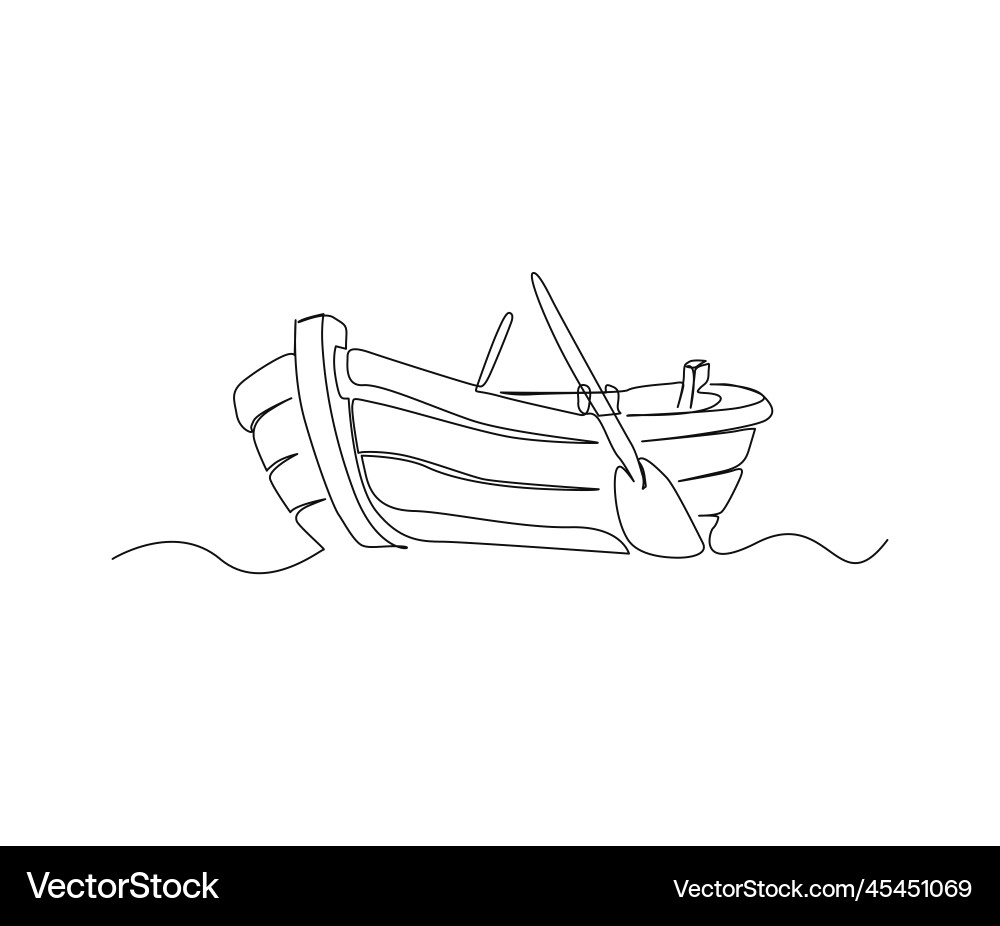 Continuous line art drawing of wooden fishing Continuous line art drawing of wooden fishing vector image