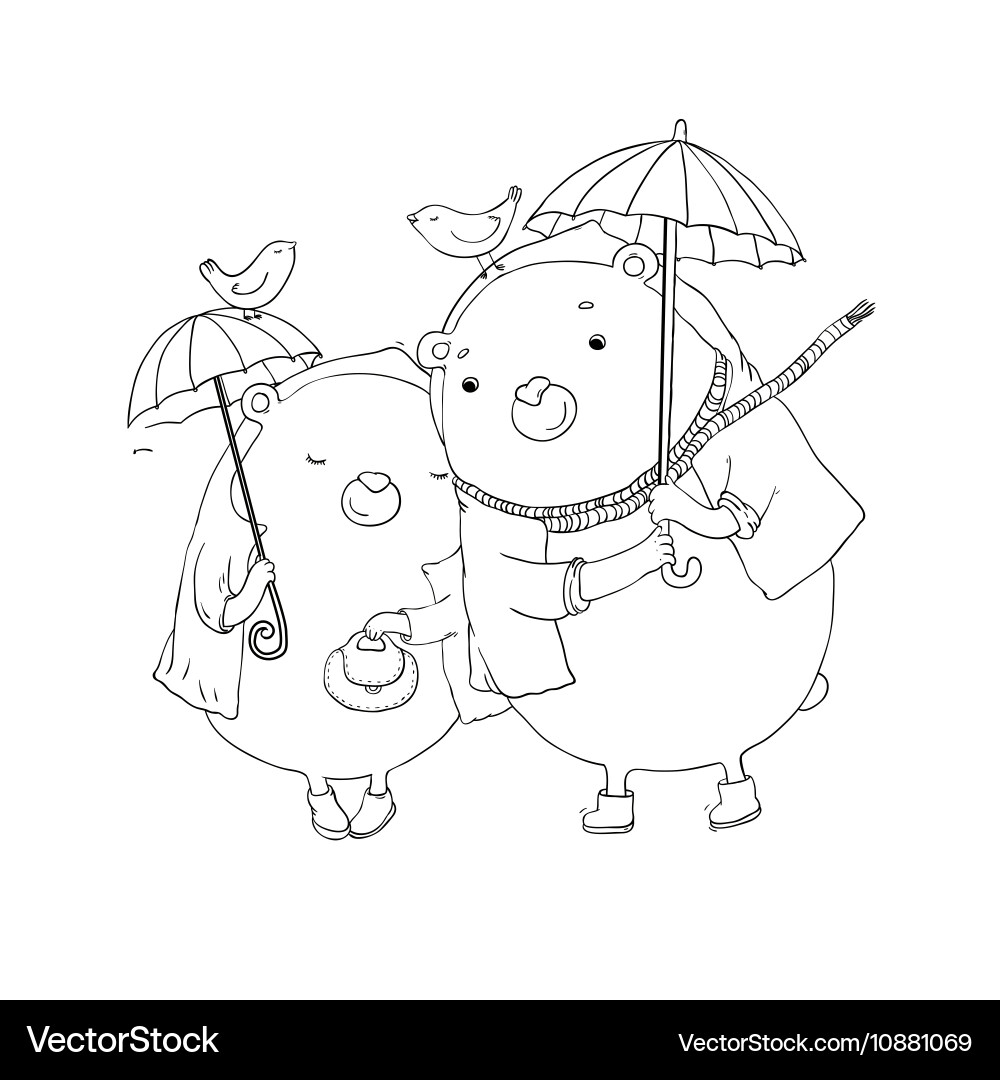 Cute teddy bear under an umbrella Vector Image