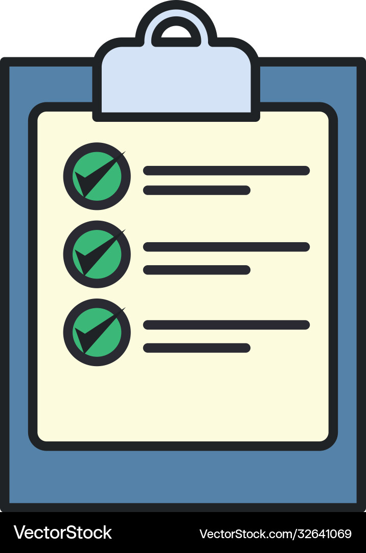 Document with check marks line and fill style icon vector image