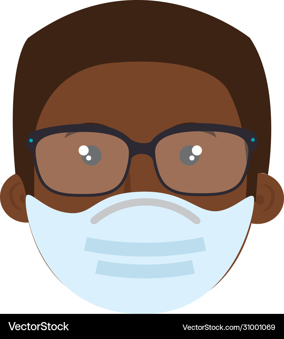 Face man afro using mask isolated icon Face man afro using mask isolated icon Vector Image