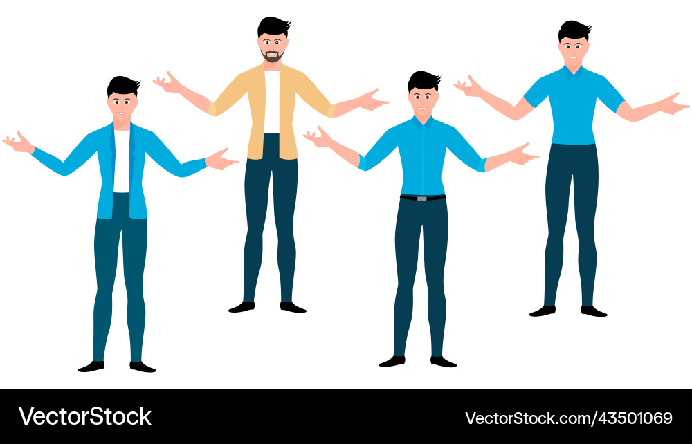 Man Open Arms - Wide Gesture Set Vector Image
