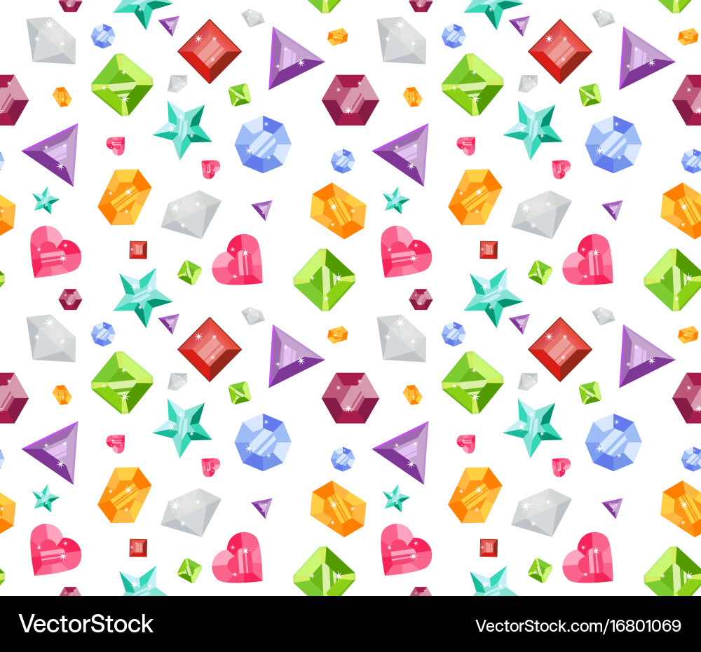 Seamless pattern with precious gems in flat style Vector Image
