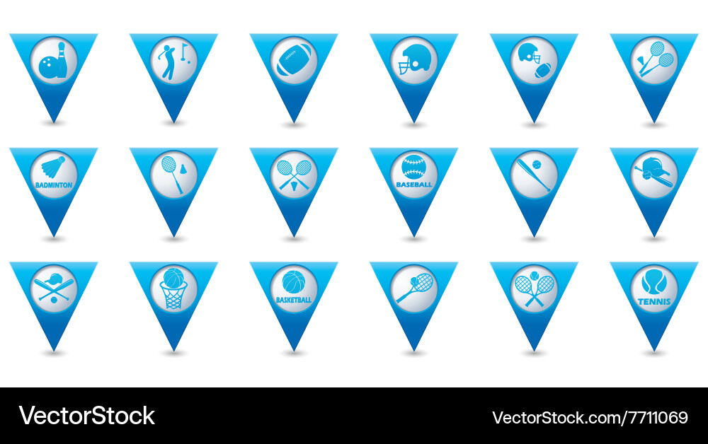 Set 18 sport blue triangular map pointer Vector Image