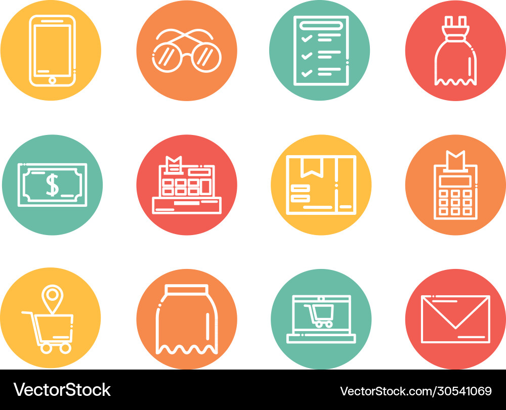 Set icons shopping block and flat style icon Set icons shopping block and flat style icon Vector Image