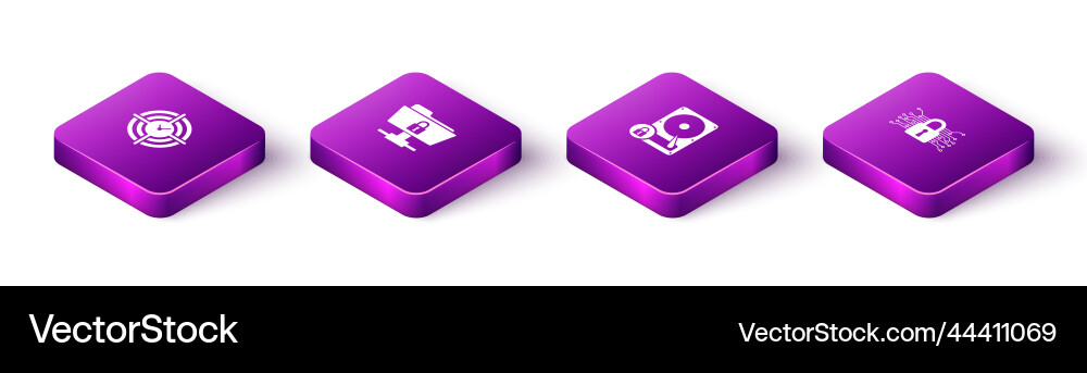 Set isometric time management ftp folder and lock Set isometric time management ftp folder and lock vector image