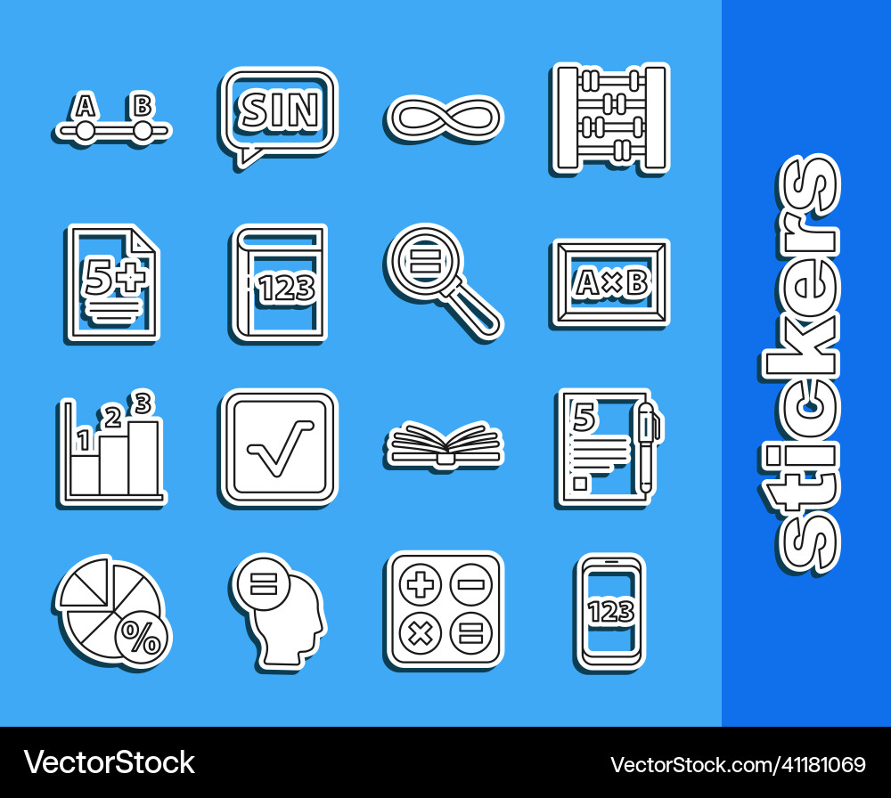 Set line book with word mathematics open Set line book with word mathematics open vector image